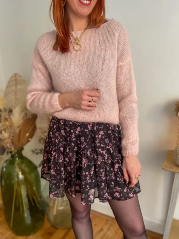 Pulls, Gilets*Justine Boutique Suzy gilet mohair rose poudre