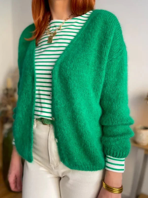 Pulls, Gilets*Justine Boutique Suzy gilet mohair vert