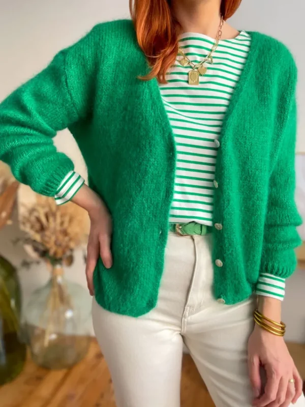 Pulls, Gilets*Justine Boutique Suzy gilet mohair vert