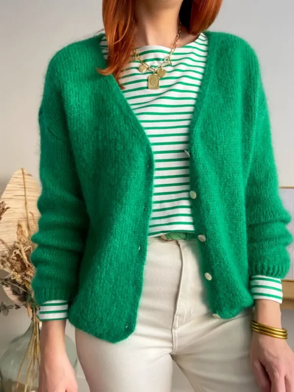 Pulls, Gilets*Justine Boutique Suzy gilet mohair vert