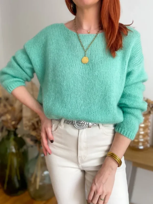 Pulls, Gilets*Justine Boutique Suzy gilet mohair vert amande