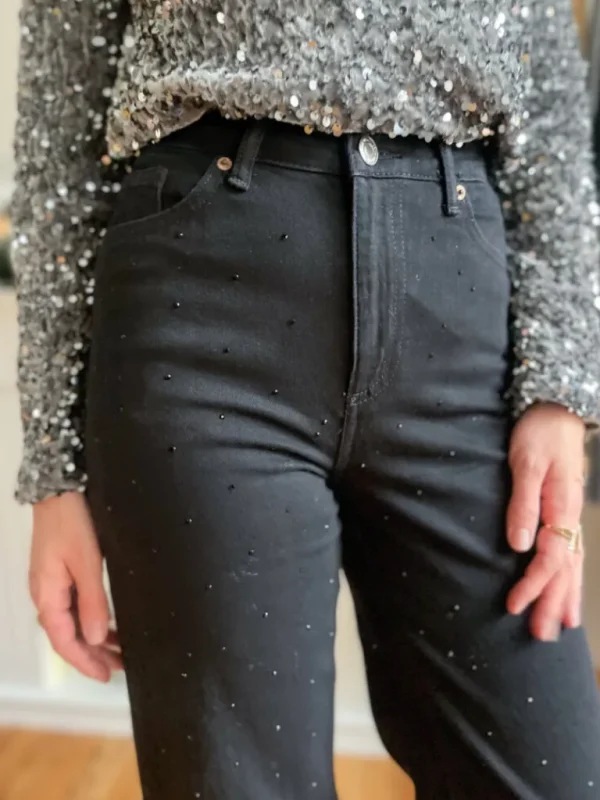 Pantalons, Jeans*Justine Boutique Tessa jean flare sequins noir