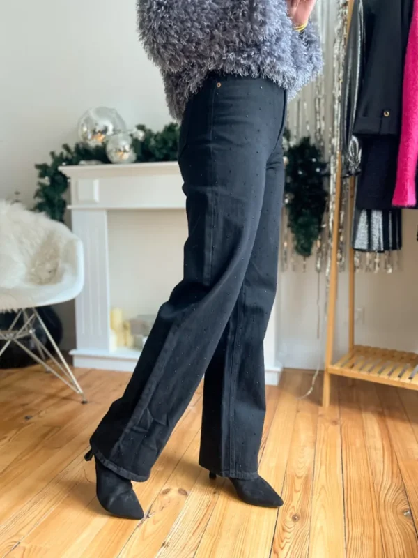 Pantalons, Jeans*Justine Boutique Tessa jean flare sequins noir