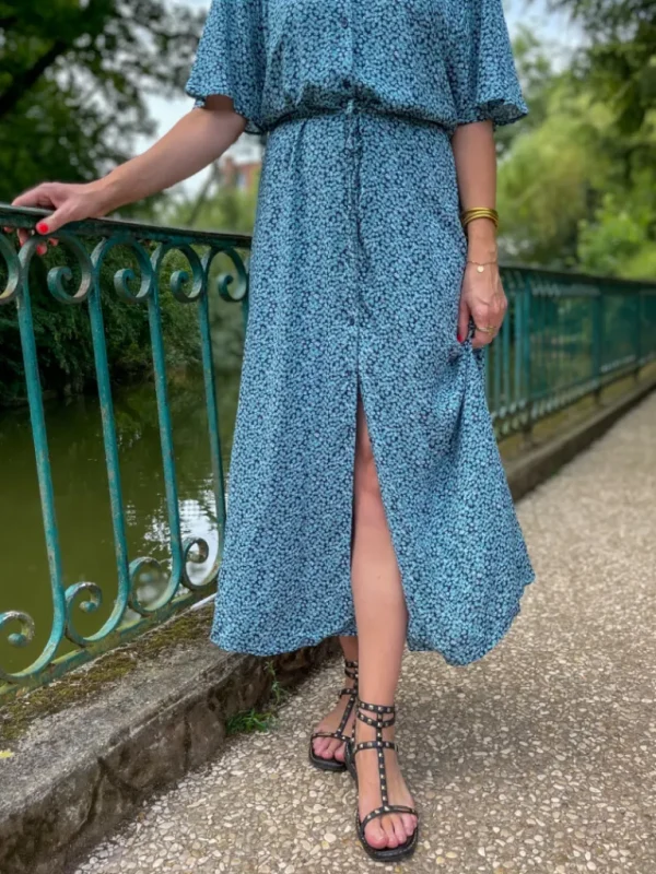 Robes, Jupes*Justine Boutique Vera robe à motif fleuri bleu