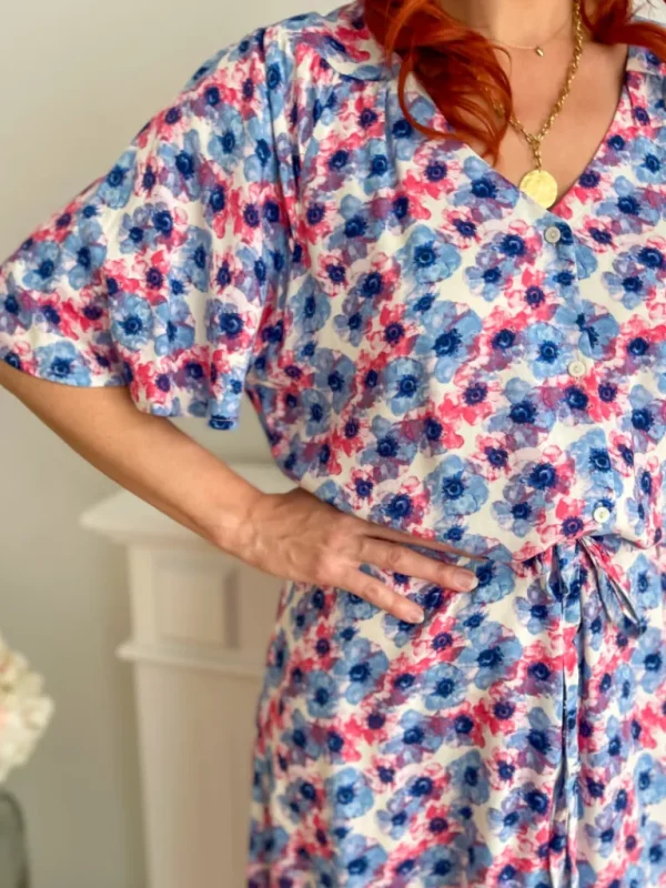 Robes, Jupes*Justine Boutique Vera robe motif rose et bleu