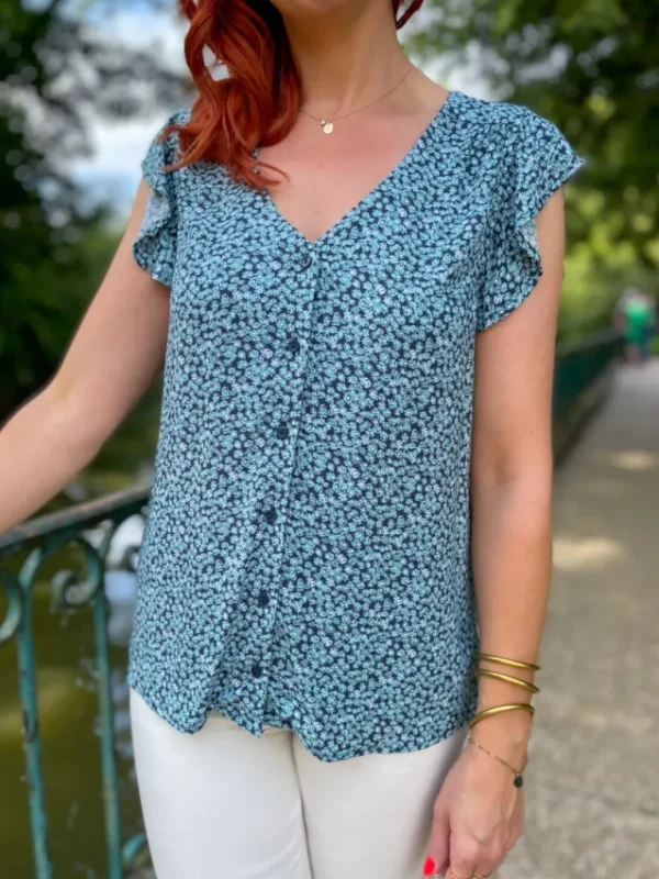 Tops, Blouses*Justine Boutique Vera top à motif fleuri bleu