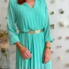 Robes, Jupes*Justine Boutique Zoé robe droite plissée amande